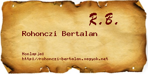 Rohonczi Bertalan névjegykártya